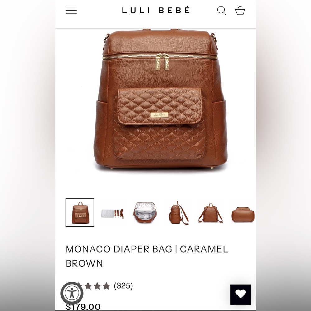 Luli Bebe Caramel Brown Diaper Bag - NWT!